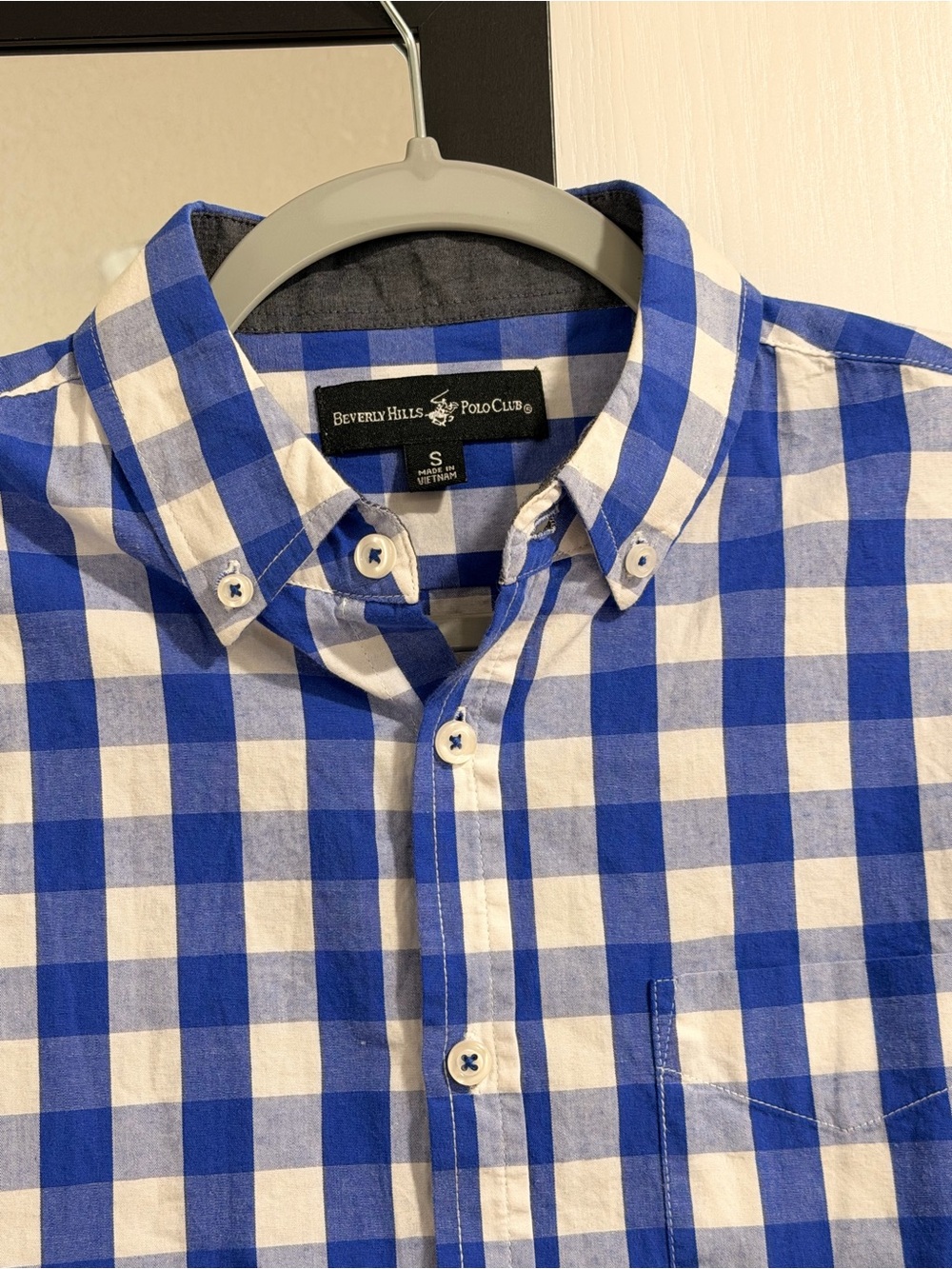 Beverly Hills Polo Club Blue and White Gingham Button-Down Shirt